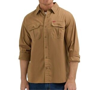 Wrangler‎ Men's Relaxed Fit Long Sleeve Woven Shirt Button Front Size Large Nwt
